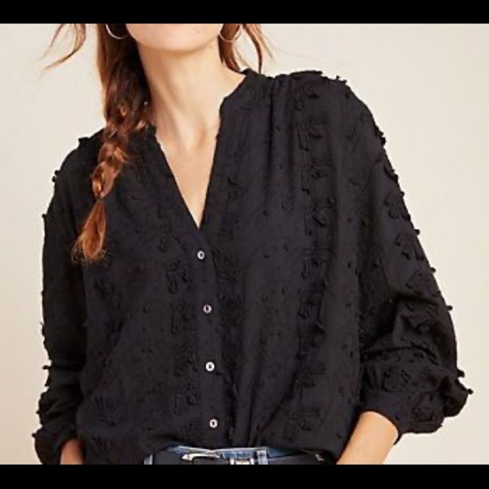 Anthropologie Floral Textured Blouse